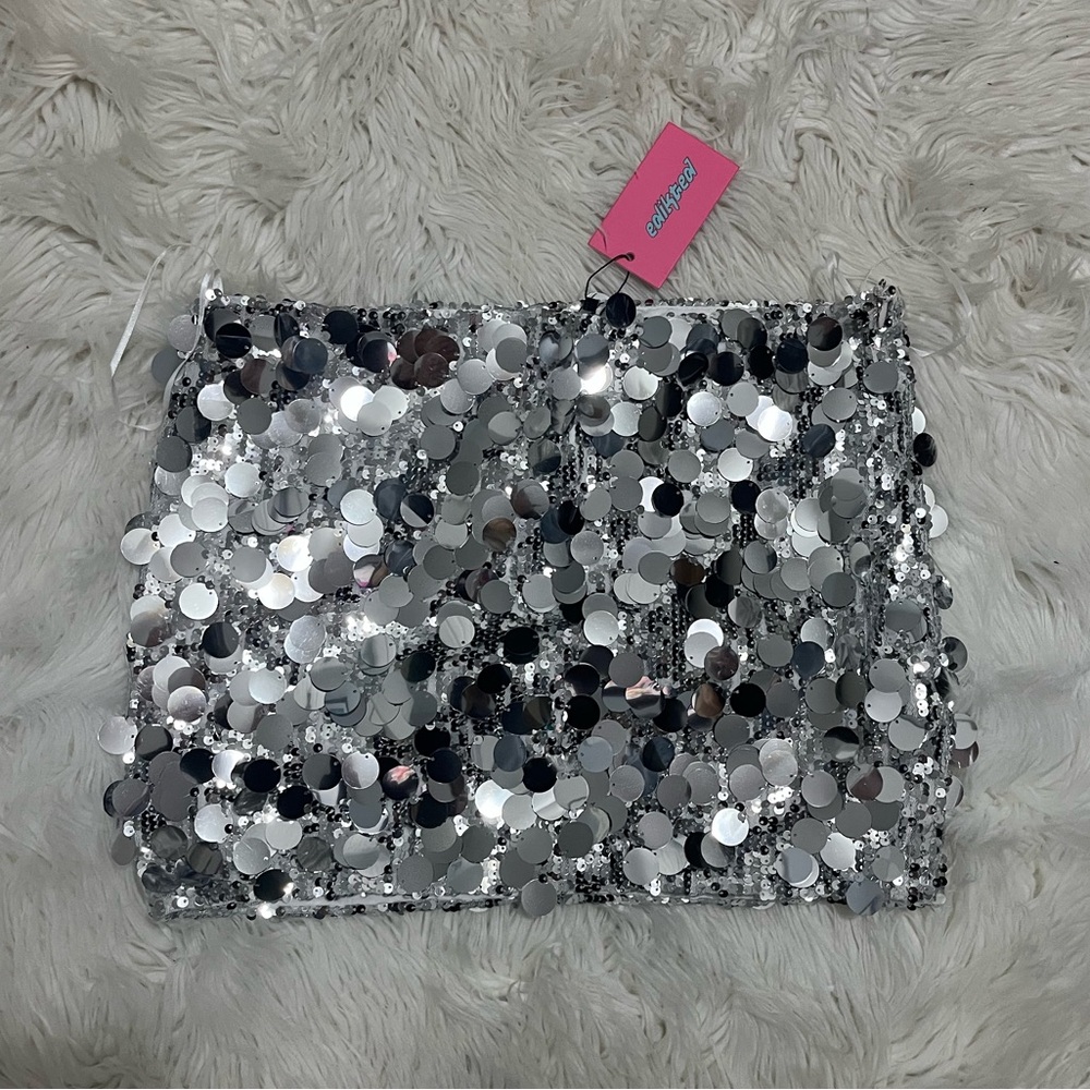 Edikted Low-Rise Sequin Mini Skirt